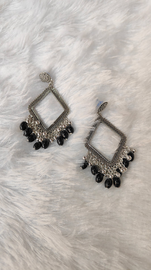 Silver Jhumka with Beads A6