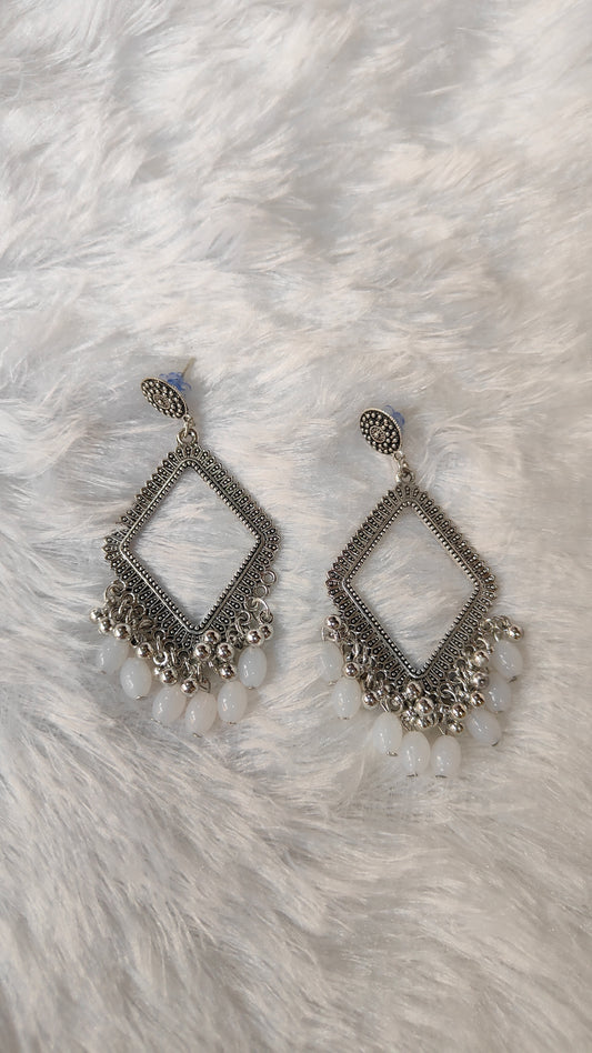 Silver Jhumka with Beads A5