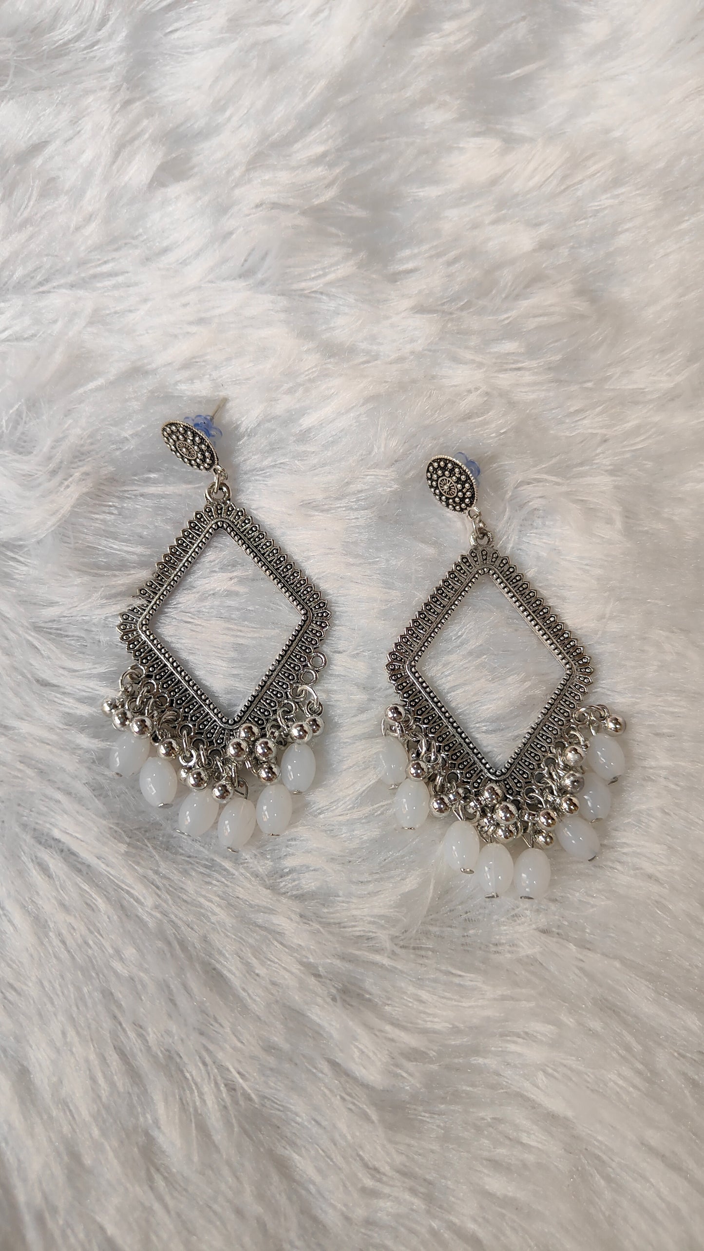 Silver Jhumka with Beads A5