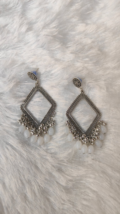 Silver Jhumka with Beads A5