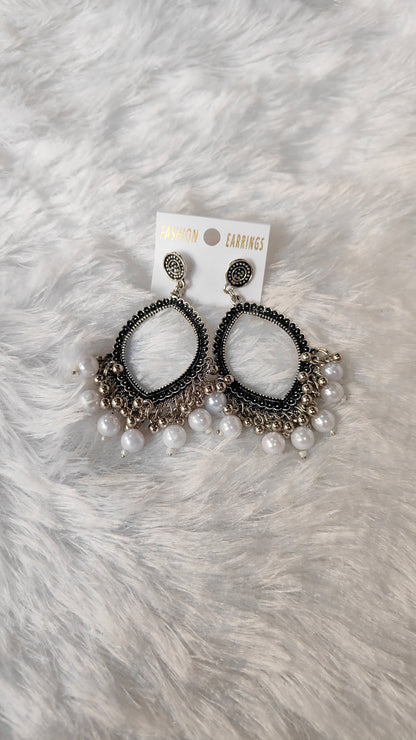 Silver Jhumka with Beads A3
