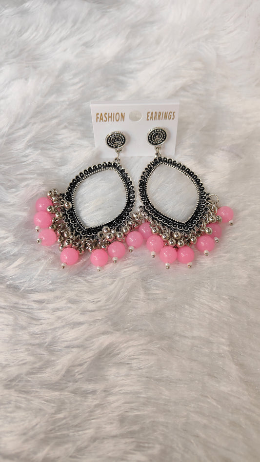 Silver Jhumka with Beads A2