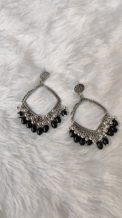 Silver Jhumka with Beads A1