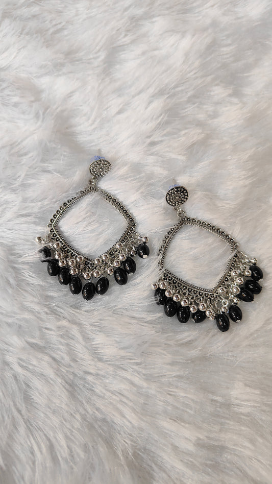 Silver Jhumka with Beads A1
