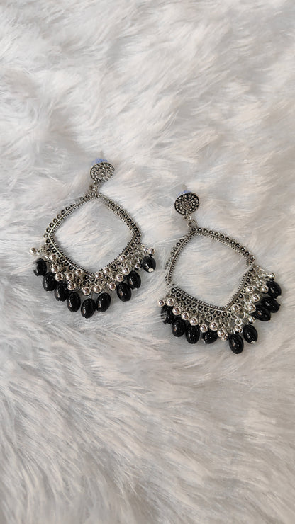 Silver Jhumka with Beads A1