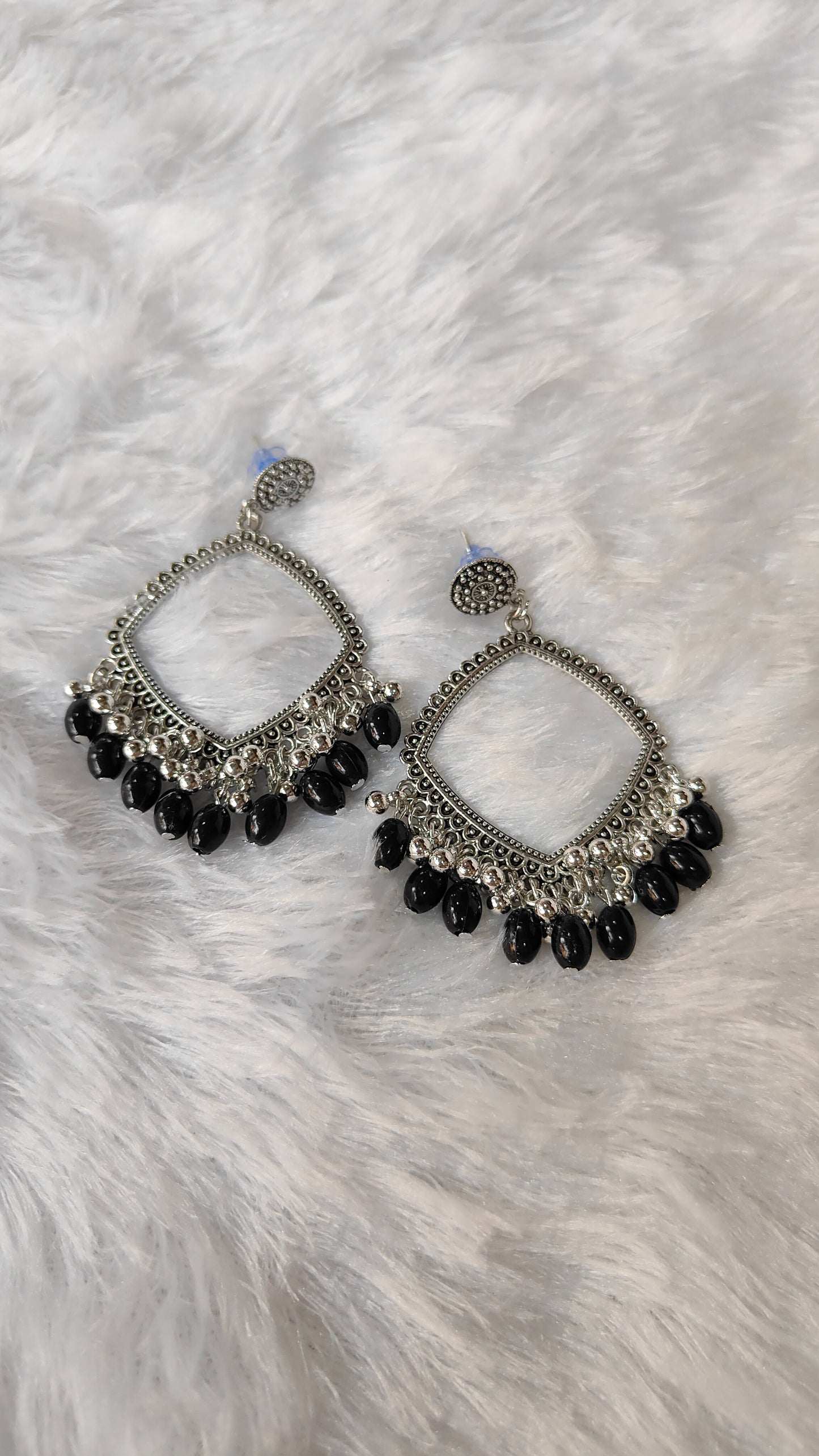 Silver Jhumka with Beads A1