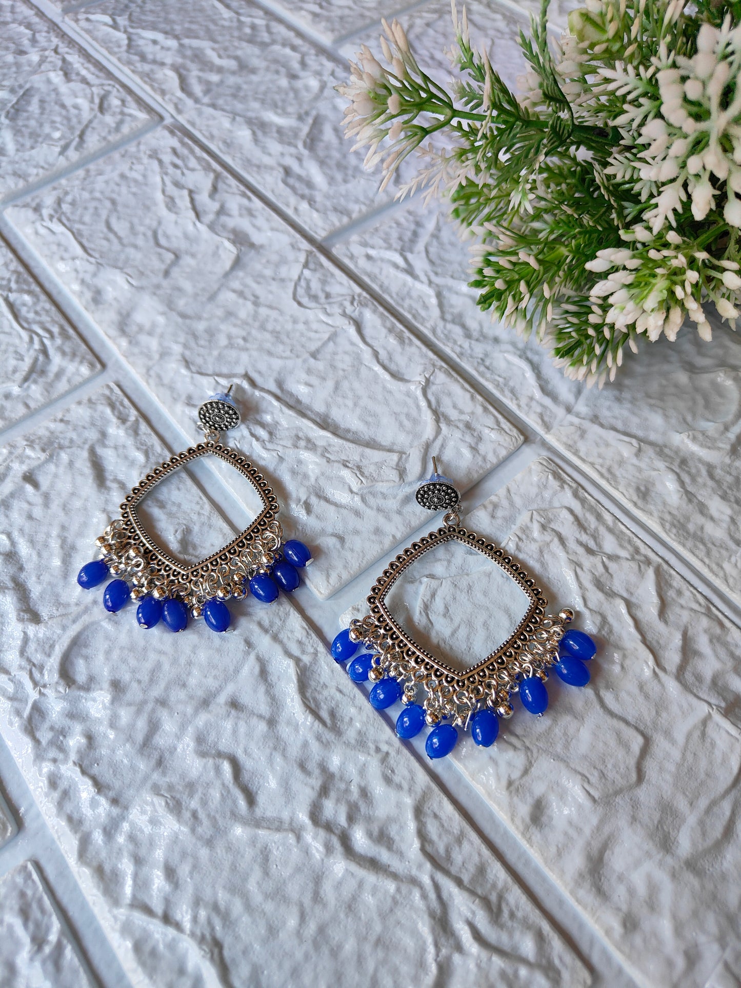 Silver Jhumka with Beads A21