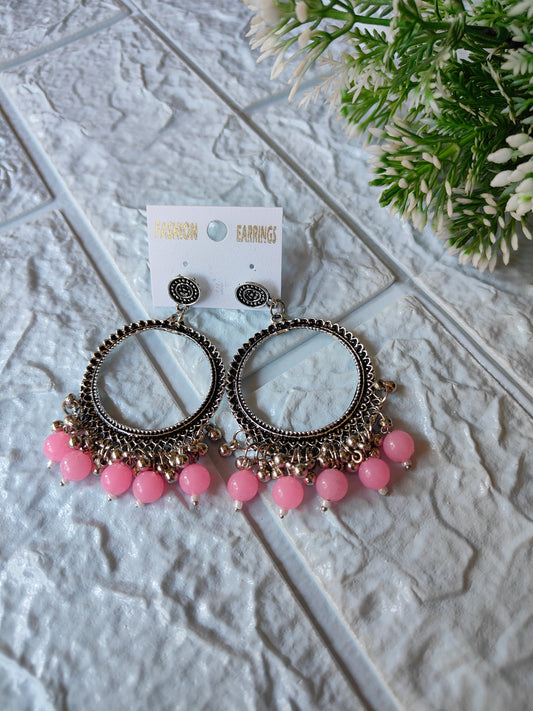 Silver Jhumka with Beads A24