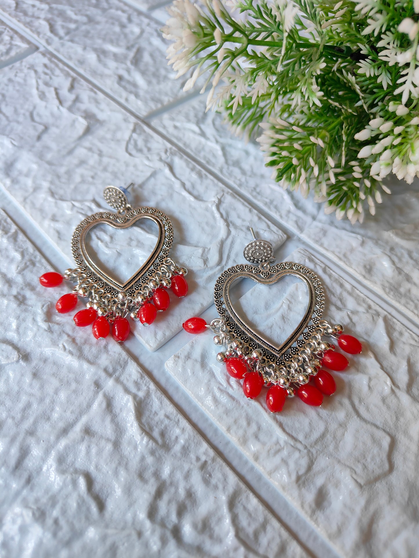 Silver Jhumka with Beads A25