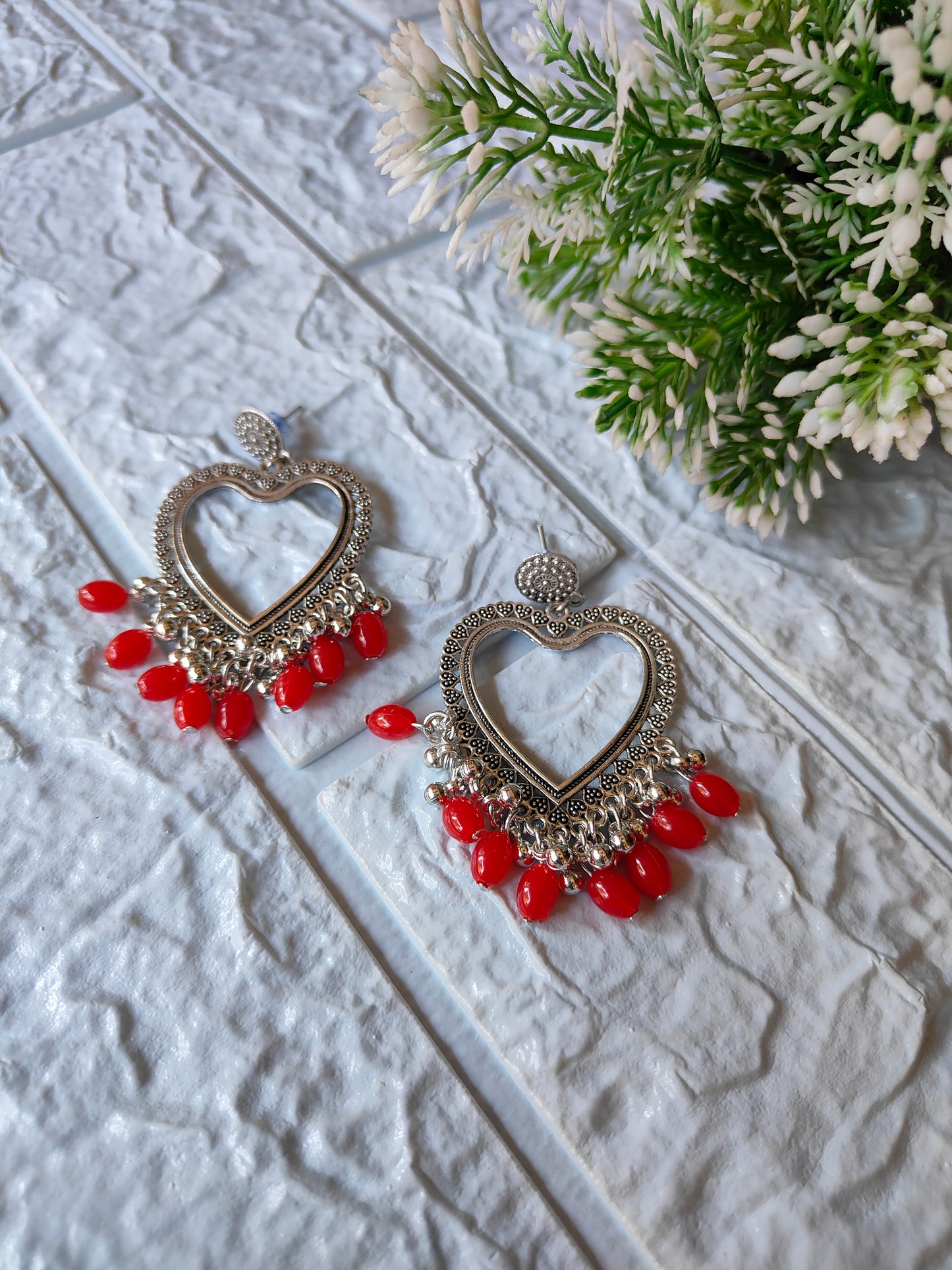 Silver Jhumka with Beads A25