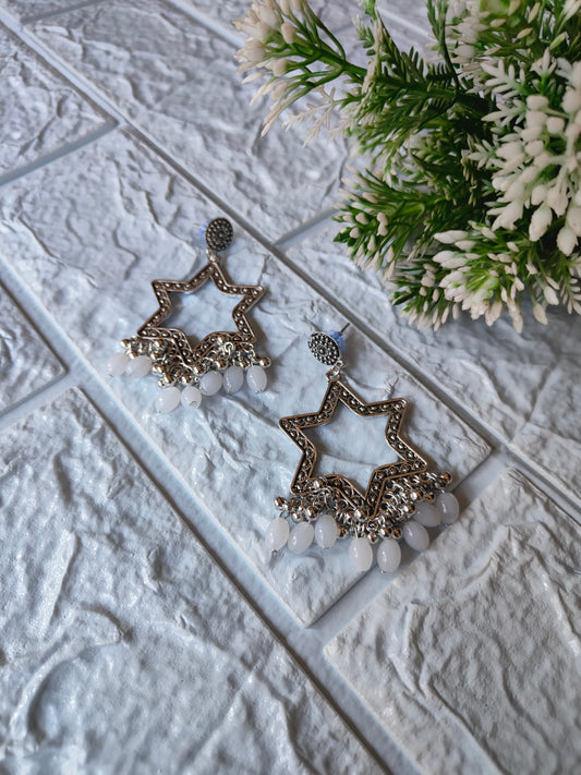 Silver Jhumka with Beads A27