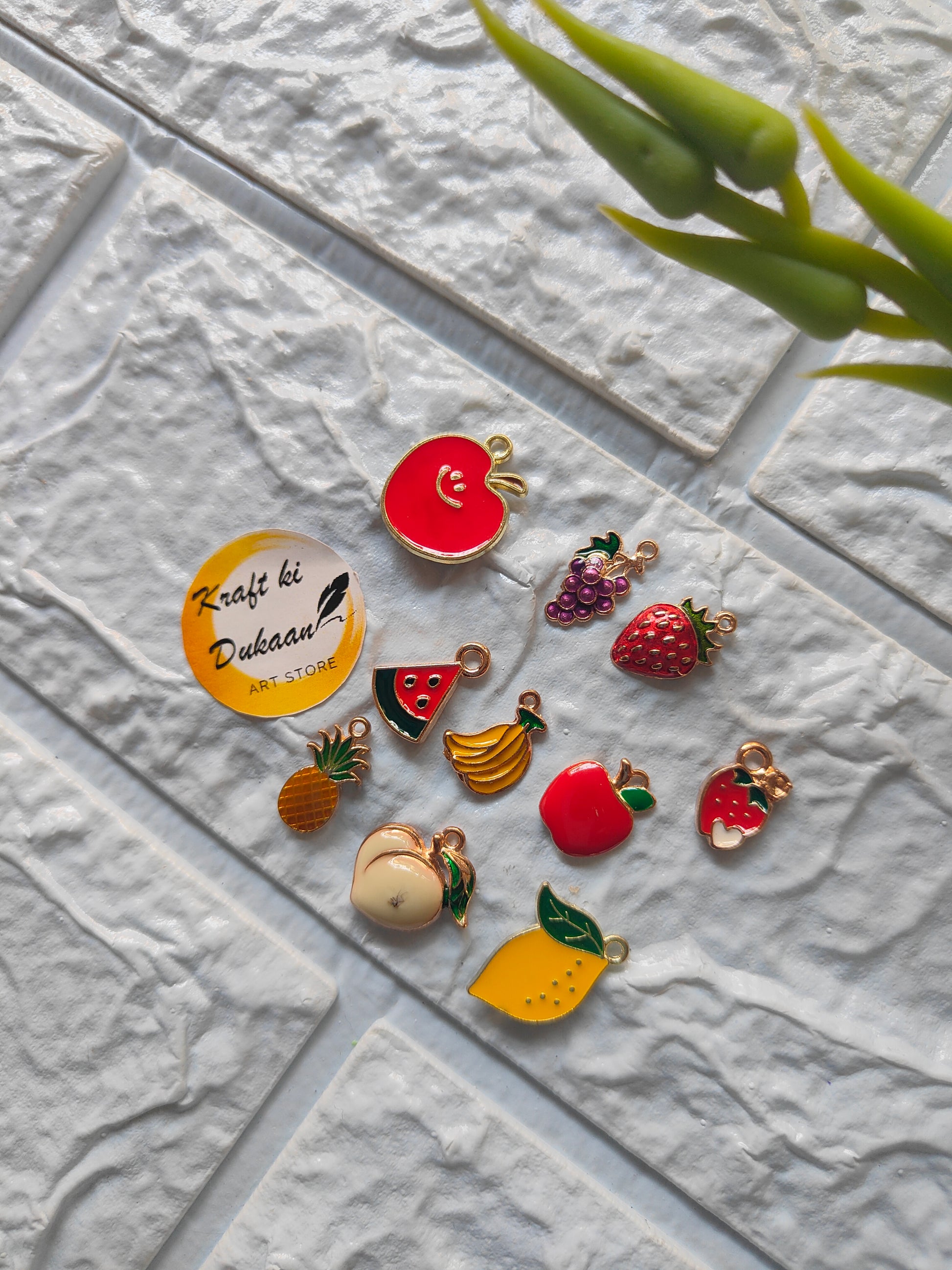 Mix Fruit Metal Charms 10PC Set - Kraft ki Dukaan