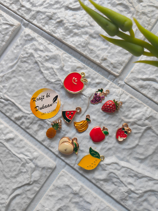 Mix Fruit Metal Charms 10PC Set - Kraft ki Dukaan