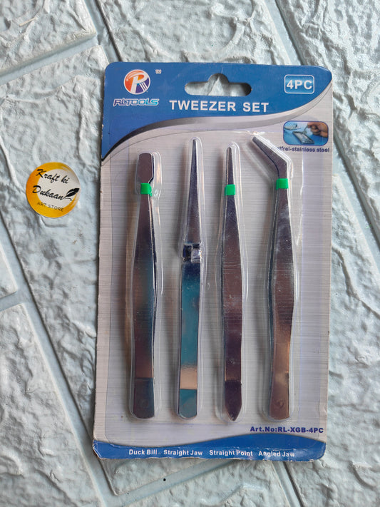 Tweezer 4PC Set - Kraft ki Dukaan