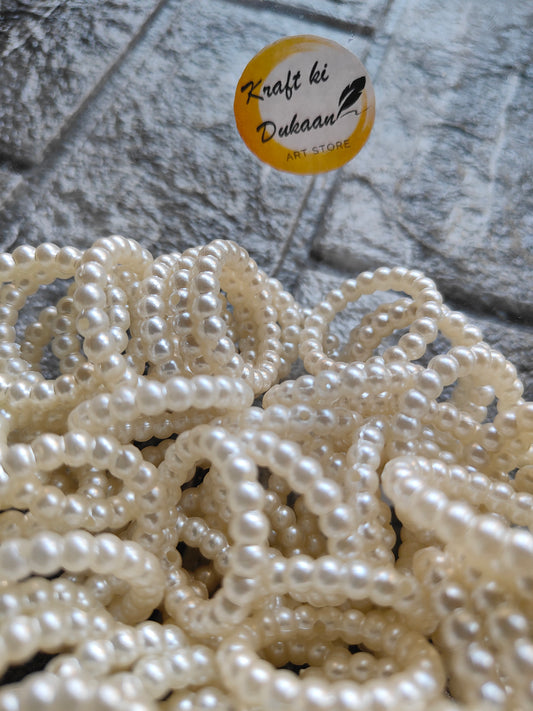 White Pearl Beads Ring Pack of 25 - Kraft ki Dukaan