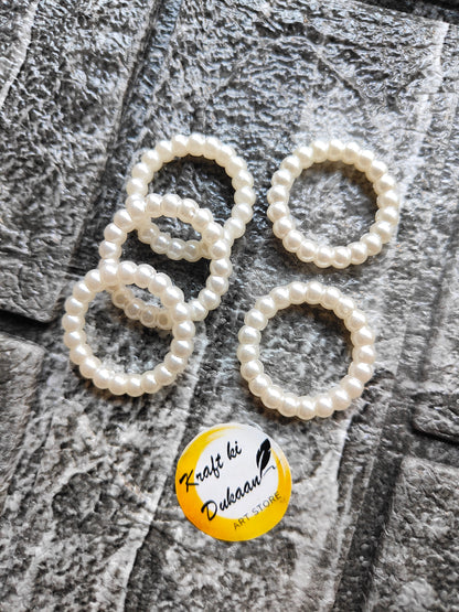 White Pearl Beads Ring Pack of 25 - Kraft ki Dukaan