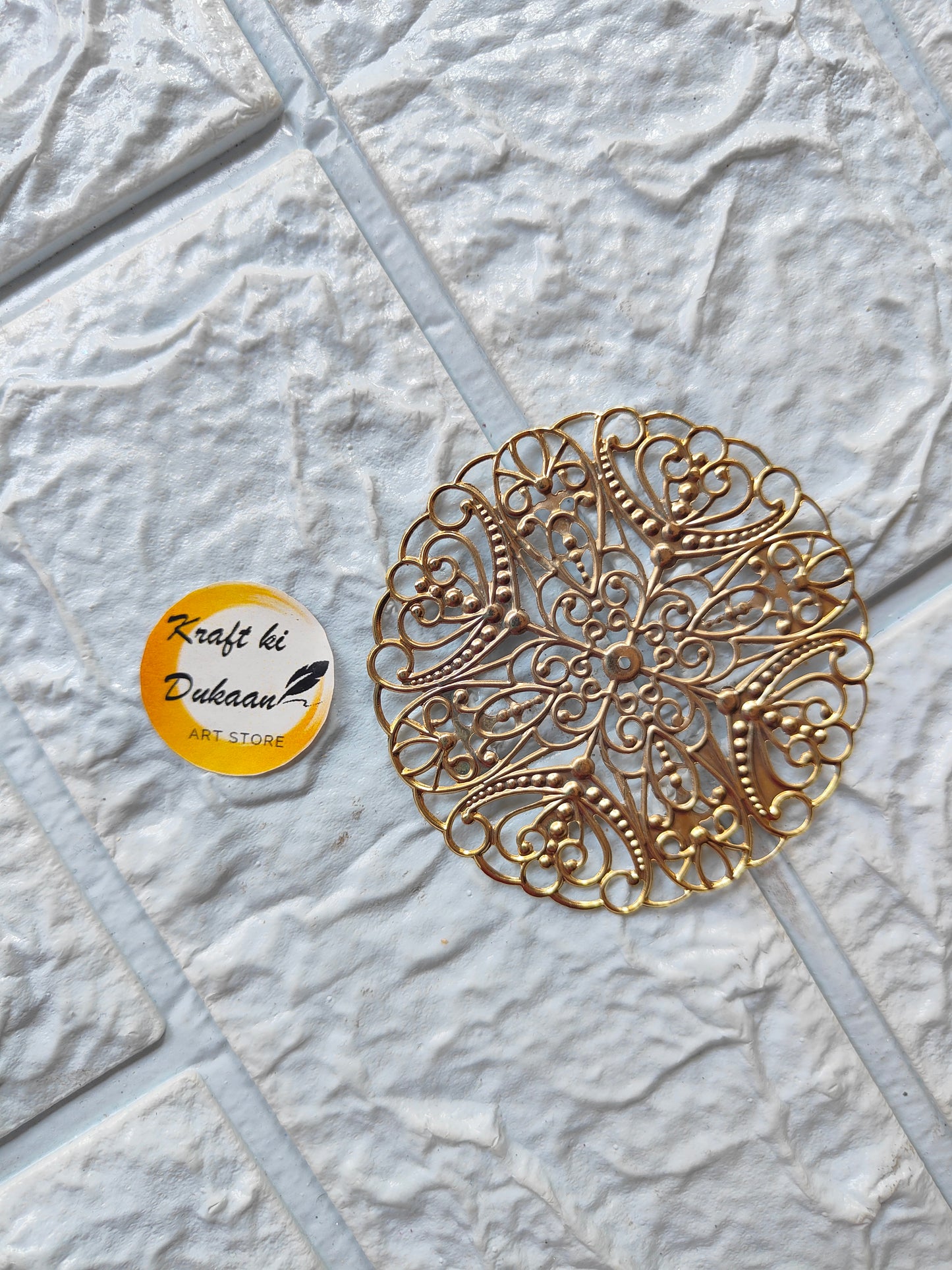 Golden Metal T-Light Plate A2 - Kraft ki Dukaan