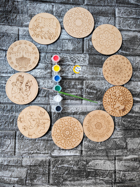 DIY MDF Mandala Painting Kit A2 - Kraft ki Dukaan