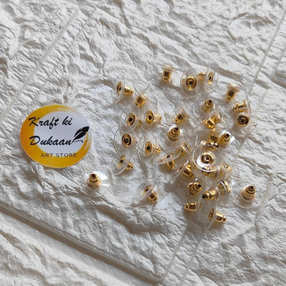 Golden Push Back Earring Hook Pack of 50 - Kraft ki Dukaan