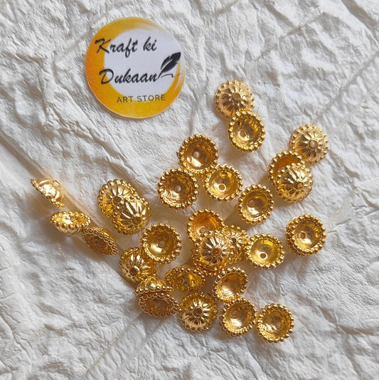 Golden Finish Flower Beads Pack of 100 - Kraft ki Dukaan