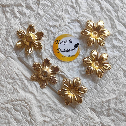 Golden Flower Beads Pack of 50 - Kraft ki Dukaan