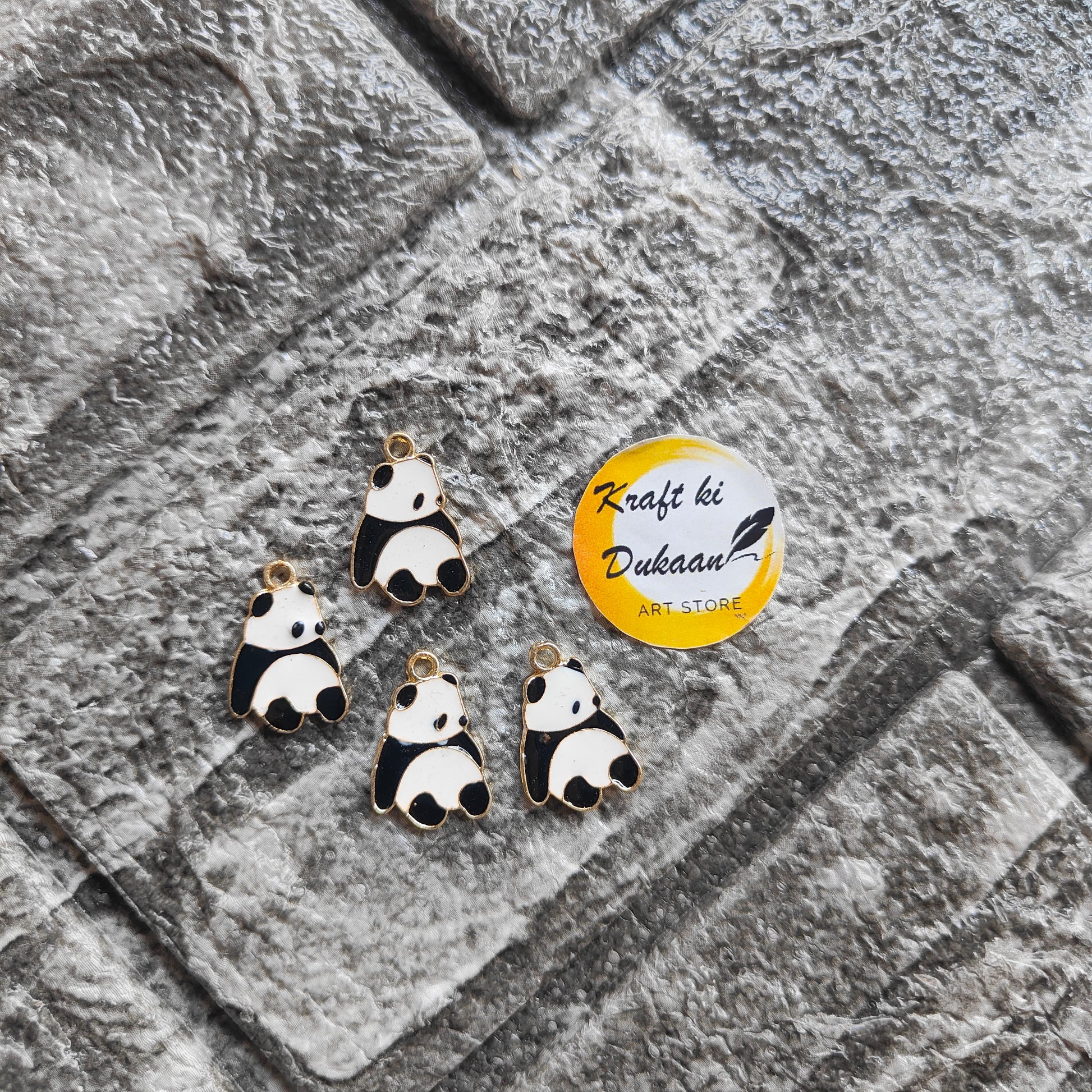 Panda Metal Charms 10PC Set - Kraft ki Dukaan