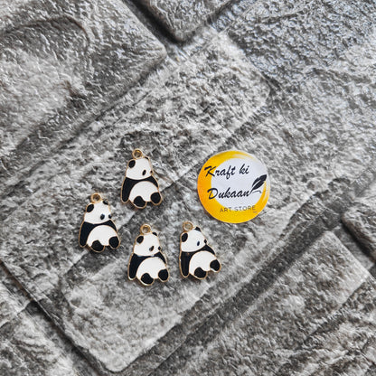 Panda Metal Charms 10PC Set - Kraft ki Dukaan