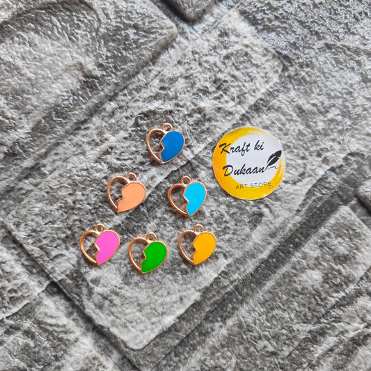 Half Filled Heart Metal Charms 10PC Set - Kraft ki Dukaan