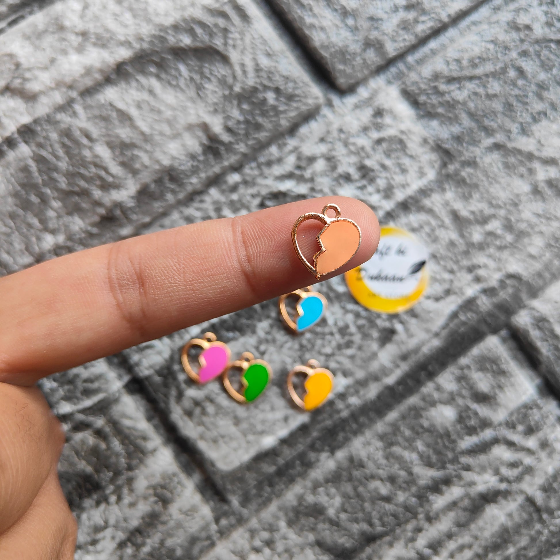 Half Filled Heart Metal Charms 10PC Set - Kraft ki Dukaan