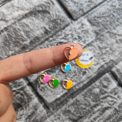 Half Filled Heart Metal Charms 10PC Set - Kraft ki Dukaan