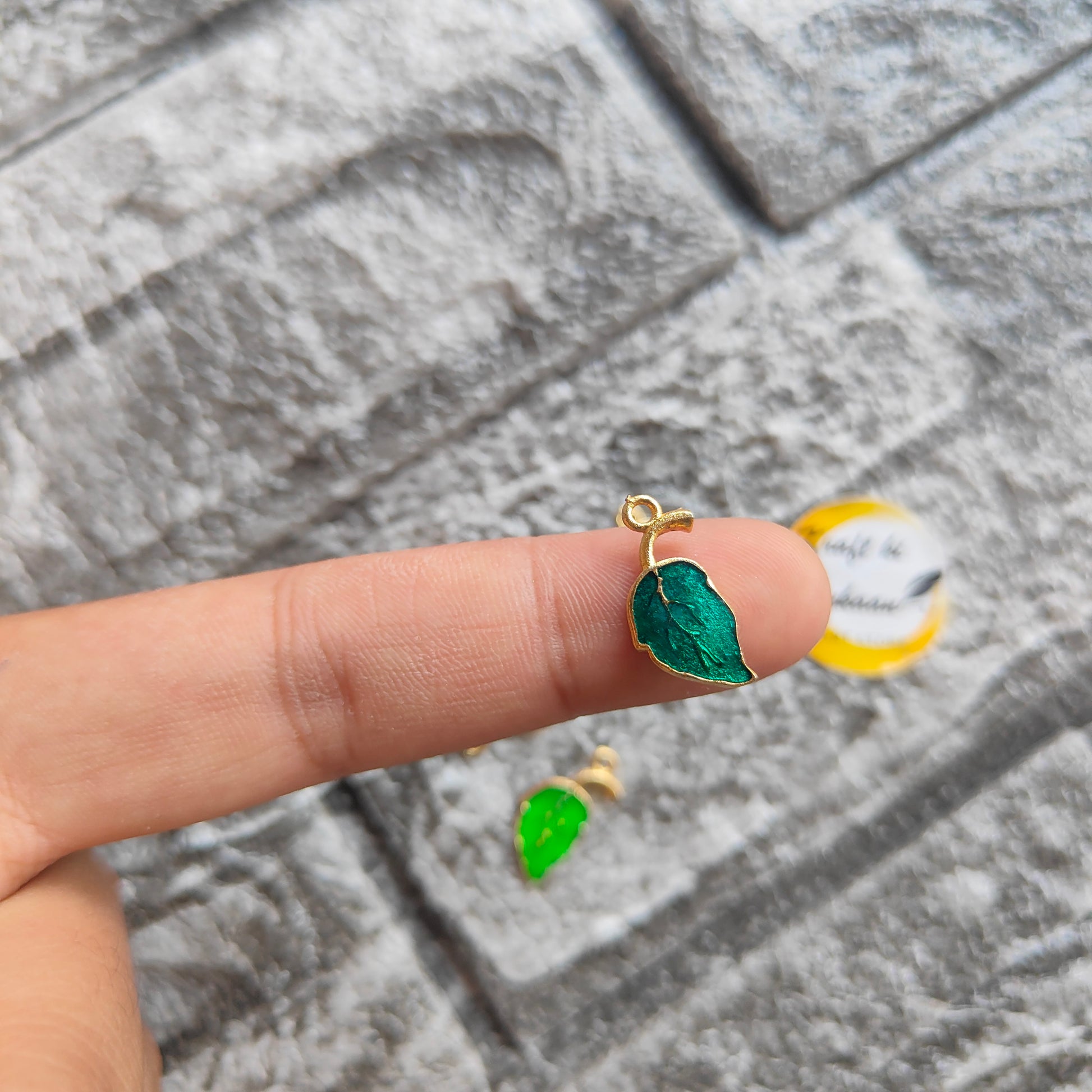 Green Leaf Metal Charms 10PC Set - Kraft ki Dukaan