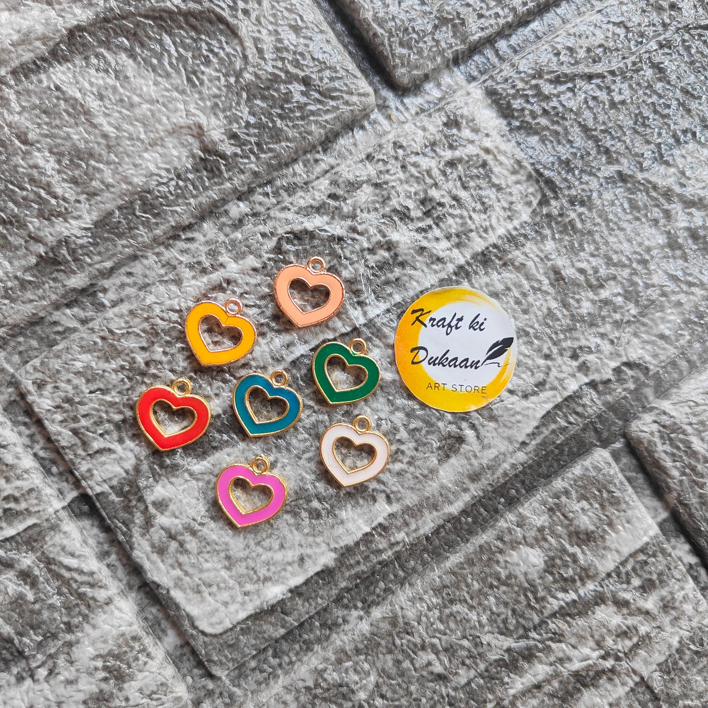 Multi Heart Metal Charms 10PC Set - Kraft ki Dukaan