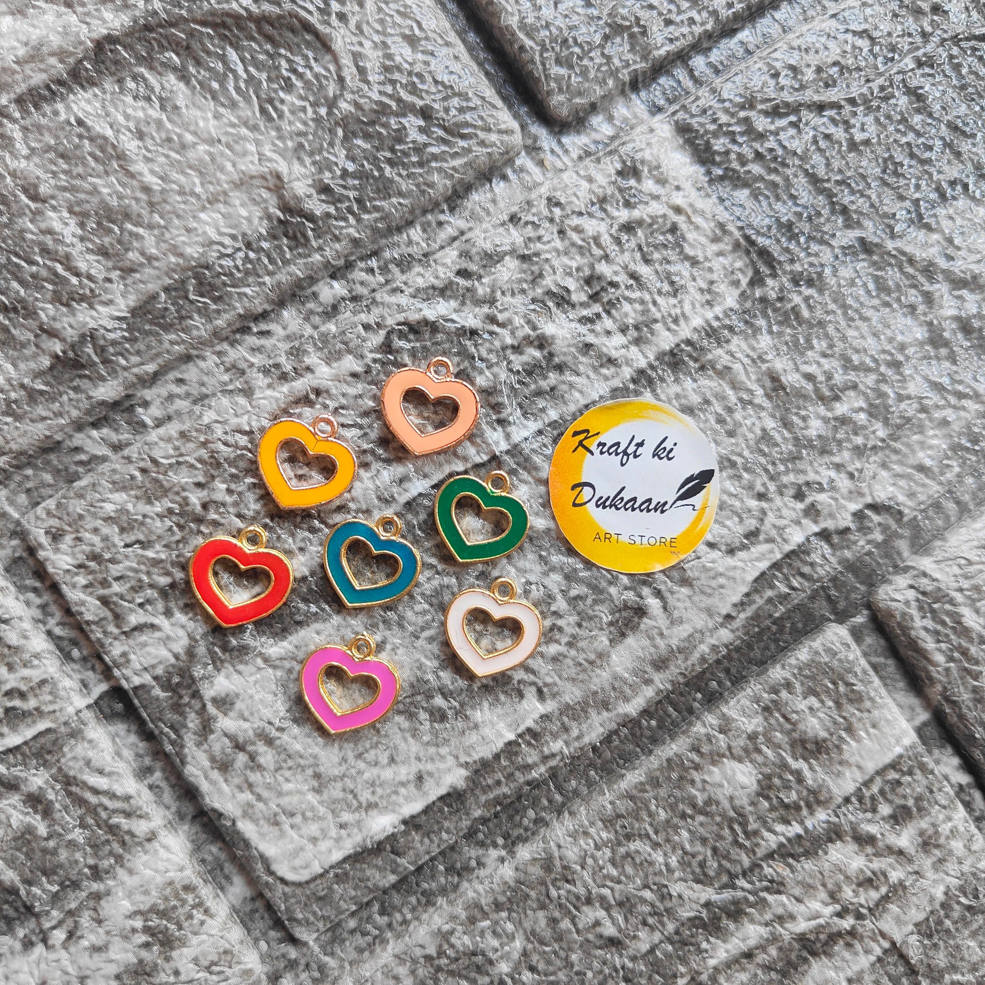 Multi Heart Metal Charms 10PC Set - Kraft ki Dukaan