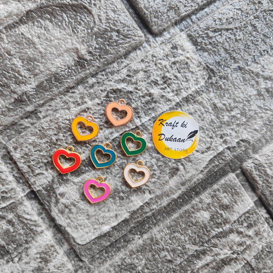 Multi Heart Metal Charms 10PC Set - Kraft ki Dukaan