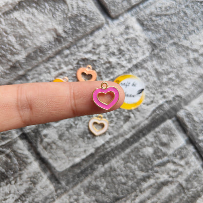 Multi Heart Metal Charms 10PC Set - Kraft ki Dukaan