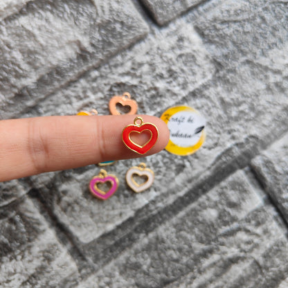Multi Heart Metal Charms 10PC Set - Kraft ki Dukaan