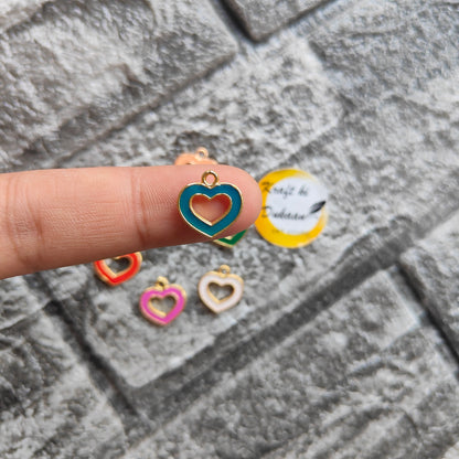 Multi Heart Metal Charms 10PC Set - Kraft ki Dukaan