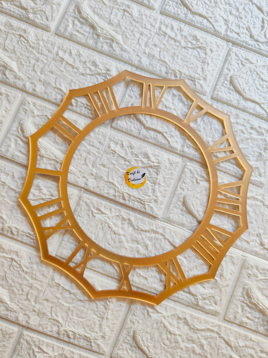 Golden Acrylic Clock Roman Ring A2 - Kraft ki Dukaan
