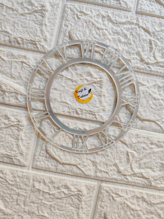 Silver Acrylic Clock Roman Ring A2 - Kraft ki Dukaan