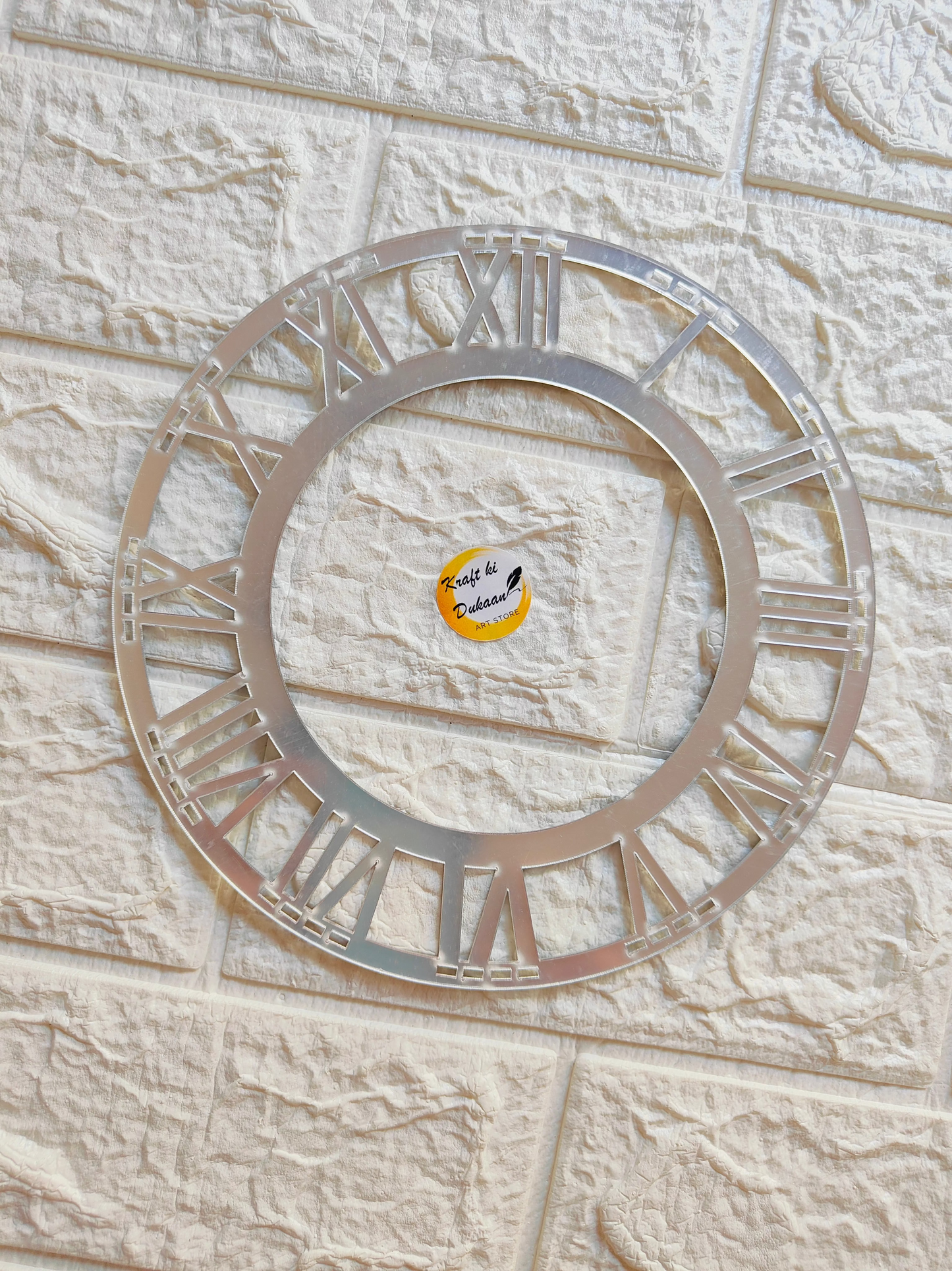 Silver Acrylic Clock Roman Ring A2 - Kraft ki Dukaan