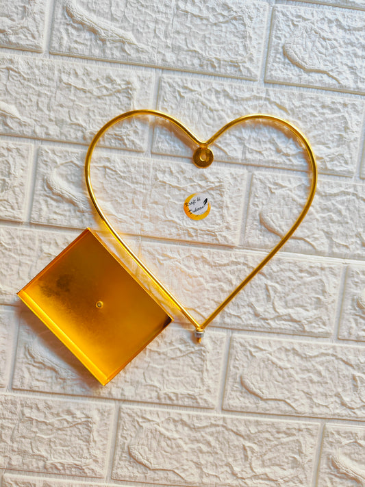 Golden Metal Heart Frame Stand - Kraft ki Dukaan