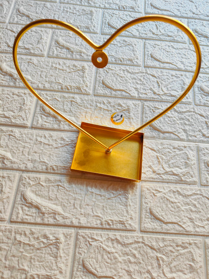 Golden Metal Heart Frame Stand - Kraft ki Dukaan