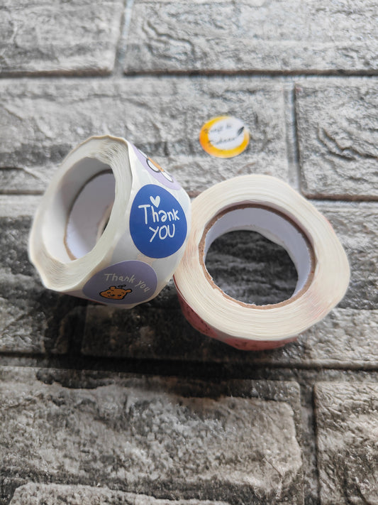 Thank You Stickers Tape A7 - Kraft ki Dukaan