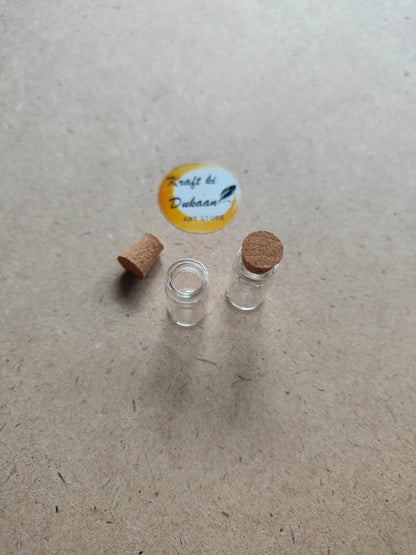 Mini Glass Bottle Cork Lid Pack of 12 - Kraft ki Dukaan