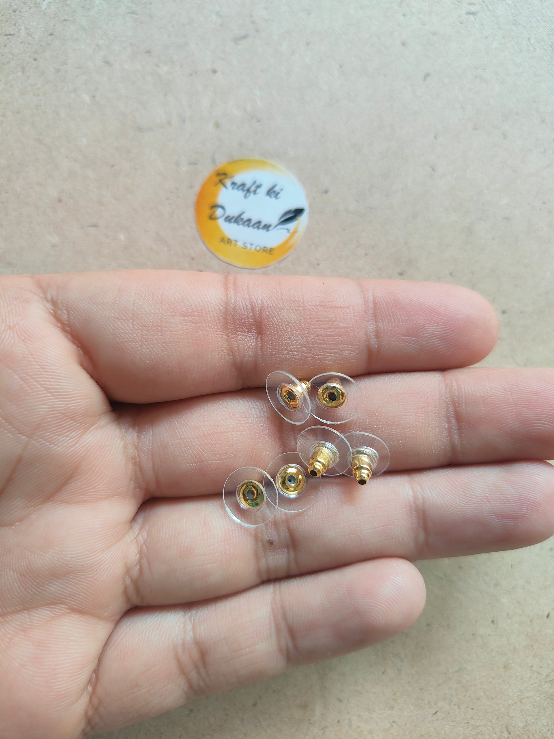 Golden Push Back Earring Hook Pack of 50 - Kraft ki Dukaan