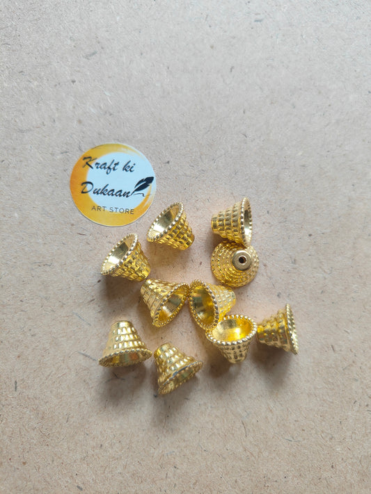Golden Bell Beads Pack of 50 - Kraft ki Dukaan