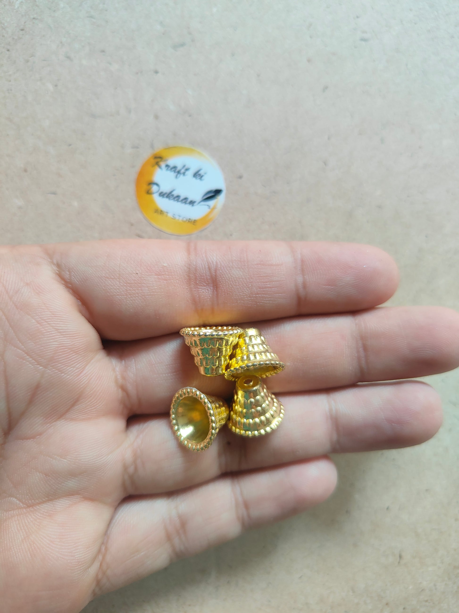 Golden Bell Beads Pack of 50 - Kraft ki Dukaan