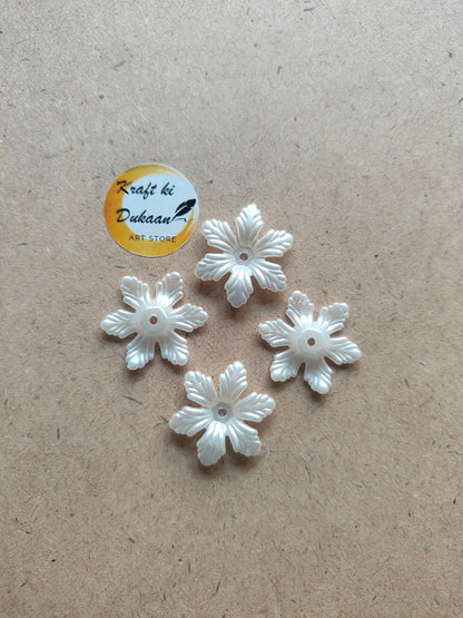White Flower Beads Pack of 50 - Kraft ki Dukaan