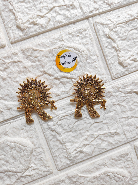 Antique Gold Krishna Pendant Pack of 5 - Kraft ki Dukaan