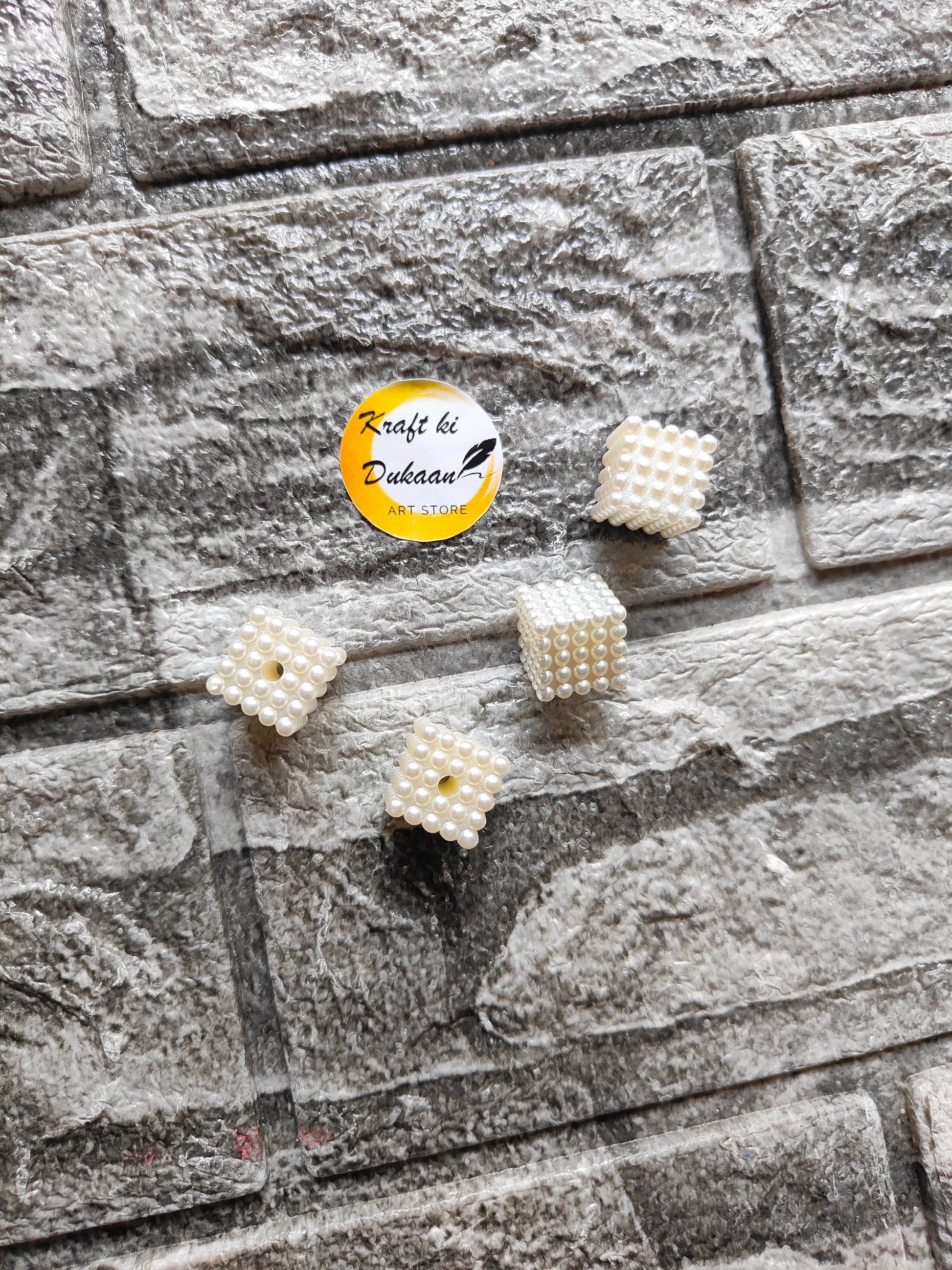 Pearl Square Beads Pack of 25 - Kraft ki Dukaan
